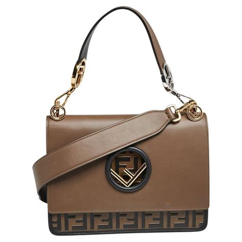 Fendi Two Tone Leather Kan I F Logo Shoulder Bag at 1stDibs